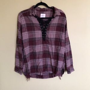 American Eagle Oversized Cross-Front Flannel US M